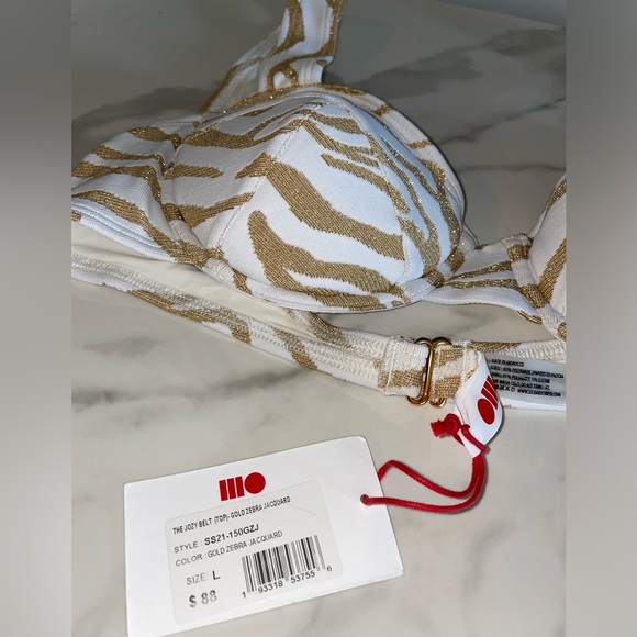 NWT SOLID & STRIPED X Sloane Stephens Jozy Bikini in Gold Zebra L - Picture 4 of 7
